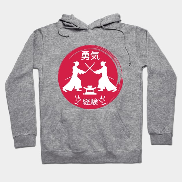 Japanese samurai fighting in a red circle, Japanese art Hoodie by Muse